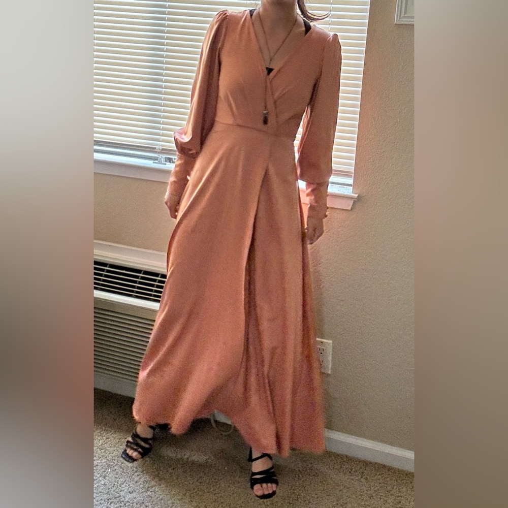 Vintage satin orange Dress Wedding Guest size small